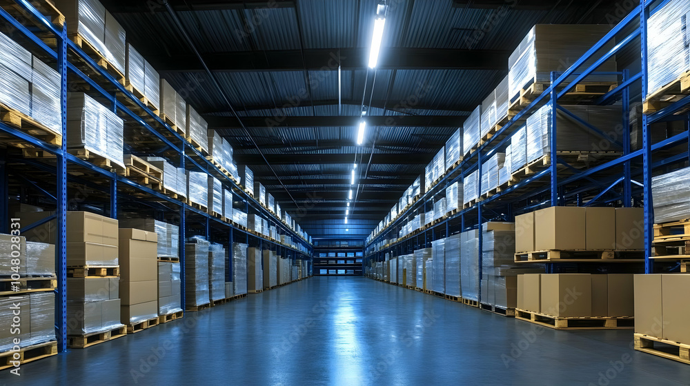 Organized Warehouse with Pallets and Shelves Organized Warehouse with Pallets and Shelves