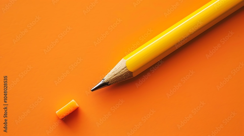 Yellow eraser and pencil tip on an orange background Yellow eraser and pencil tip on an orange background