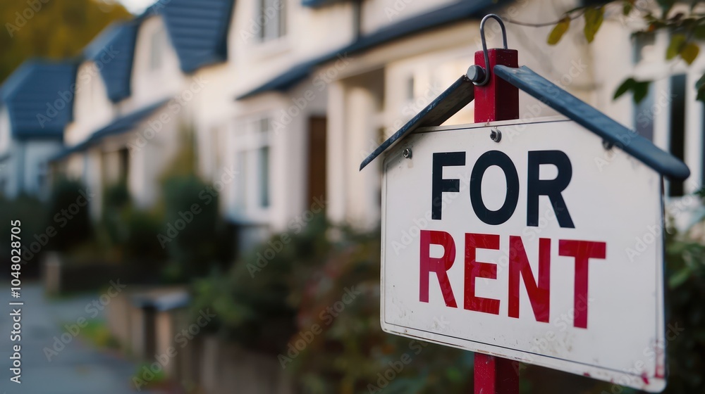 Property for rent, sign in front with blank text space. Property for rent, sign in front with blank text space.