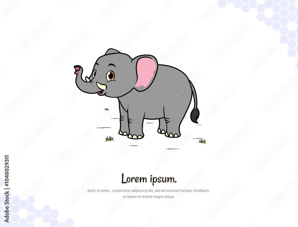 Obraz premium Vector art for wall decoration landscap Cartoon Elephant