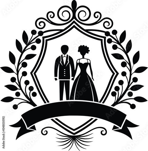 Wedding couple wedding concept artor woman or man vector 