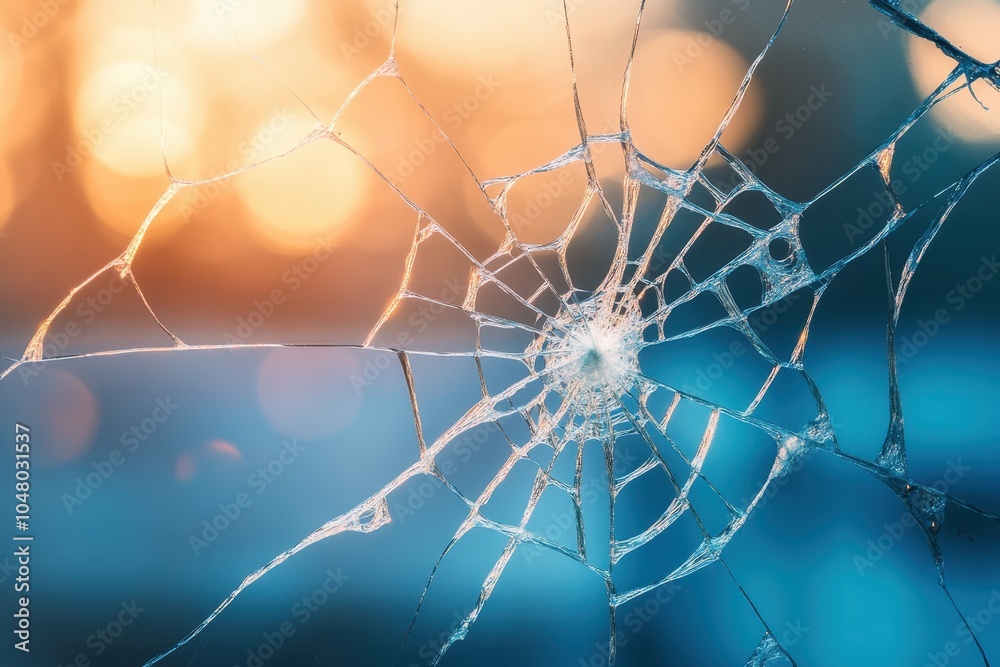 Glimmering Cobwebs in a Broken Window with Soft Light Glimmering Cobwebs in a Broken Window with Soft Light