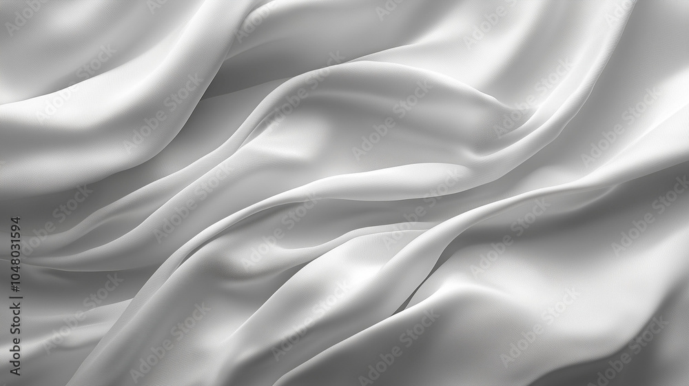 Obraz premium Elegant flowing white fabric with gentle folds and curves