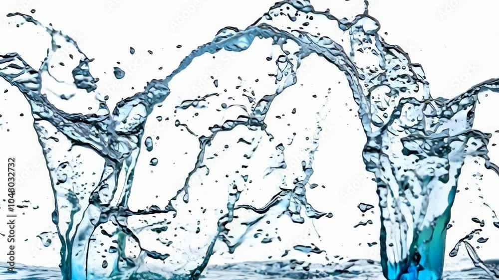 Splashing blue water droplets on a white background, capturing motion and freshness. Concept: purity, hydration, isolated.
Splashing blue water droplets on a white background, capturing motion and freshness. Concept: purity, hydration, isolated.