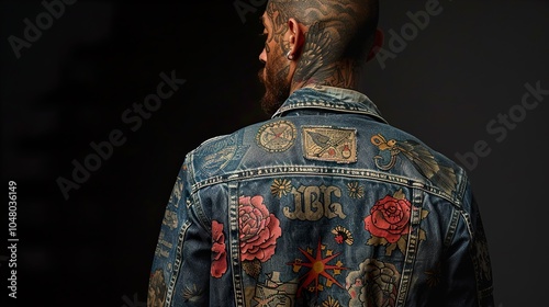 Man with Tattooed Denim Jacket - Fashion Photography