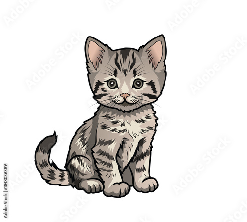 grey kitten cute blue eye vector illustration