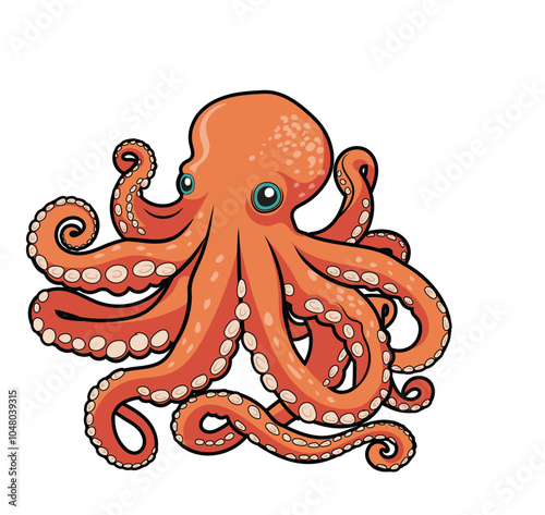 octopus cartoon vector isolated