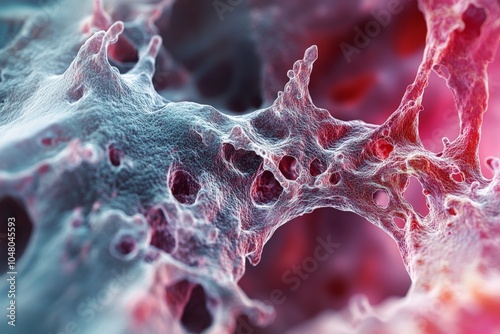 Close-up electron microscopy cells of liver.