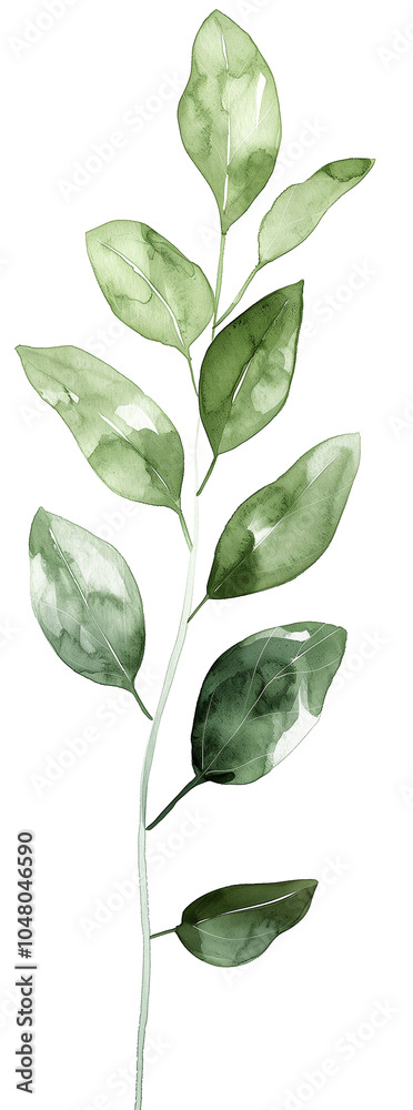 Naklejka premium Watercolor Eucalyptus Leaf Branch - Minimalist Botanical Illustration