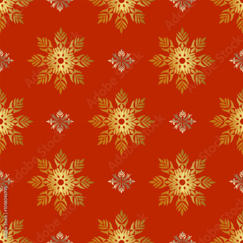 Christmas festive hand drawn colorful snowflakes seamless pattern illustration