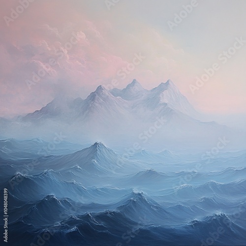 mountains in the fog