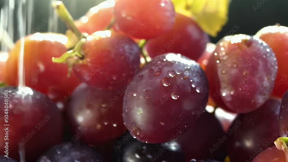 excellent topdown view bunch grapes being gently sprinkled water rotating dark backdrop vibrant flat lay juicy fruit creates tempting dessert display captured stunning 4K quality grape berry excellent topdown view bunch grapes being gently sprinkled water rotating dark backdrop vibrant flat lay juicy fruit creates tempting dessert display captured stunning 4K quality grape berry