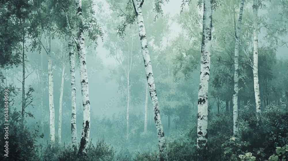 Misty Birch Forest Misty Birch Forest