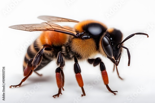 Box headed blood bee on white background, AI Generated photo