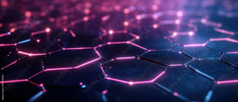 Obraz premium Background gaming abstract futuristic neon glowing hexagon honeycomb carbon technology wallpaper AI generated image