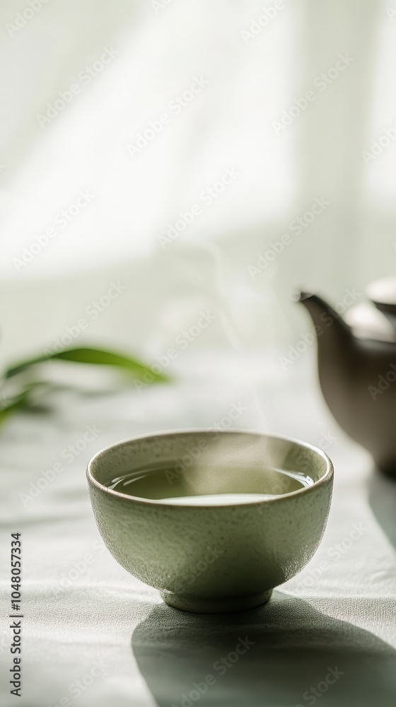 tea ceremony in green tea cup and teapot on table tea ceremony in green tea cup and teapot on table