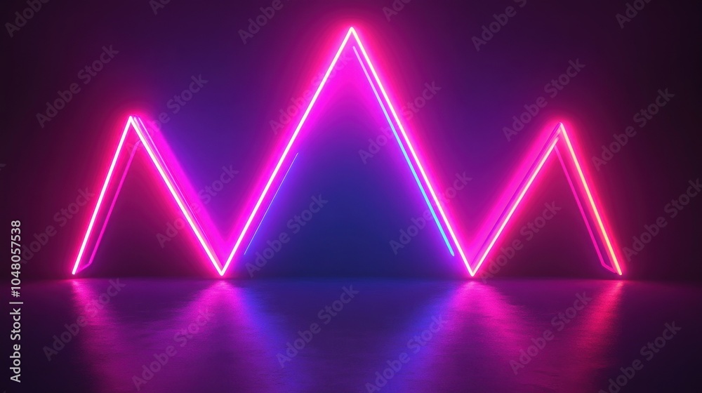 Futuristic glowing geometric neon light effect triangle lines background wallpaper AI generated image