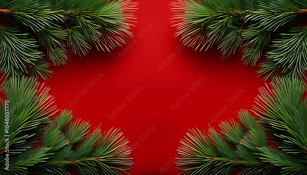 Christmas Tree and Gifts on a Red Background Christmas Tree and Gifts on a Red Background