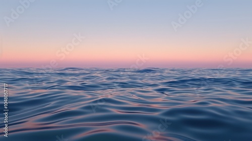 Calm Ocean Surface with Pink Sunset Reflections