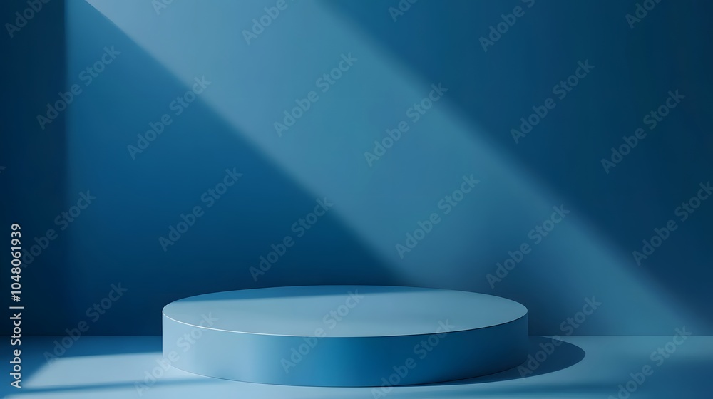 Blue gradient studio background with natural shadows and empty space for product display. Blue gradient studio background with natural shadows and empty space for product display.