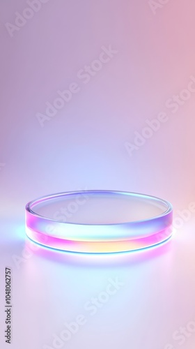 A stunning iridescent acrylic podium with glowing edges for soft radiant displays and presentations in modern spaces