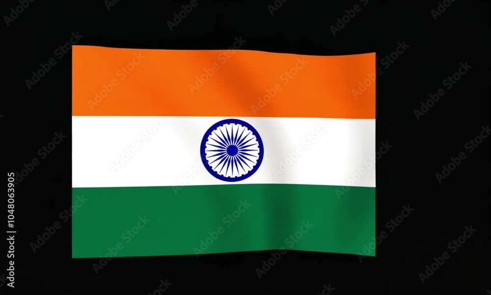 India National countries flag moving slowly on black background for study guide and travel purposes