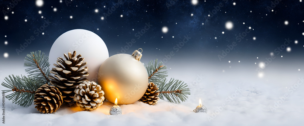 Merry Christmas decorative elements and happy New Year background gen. AI Merry Christmas decorative elements and happy New Year background gen. AI