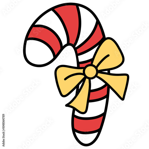 Christmas candy cane with ribbon