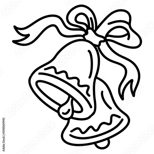 Christmas jingle bell doodle outline cartoon