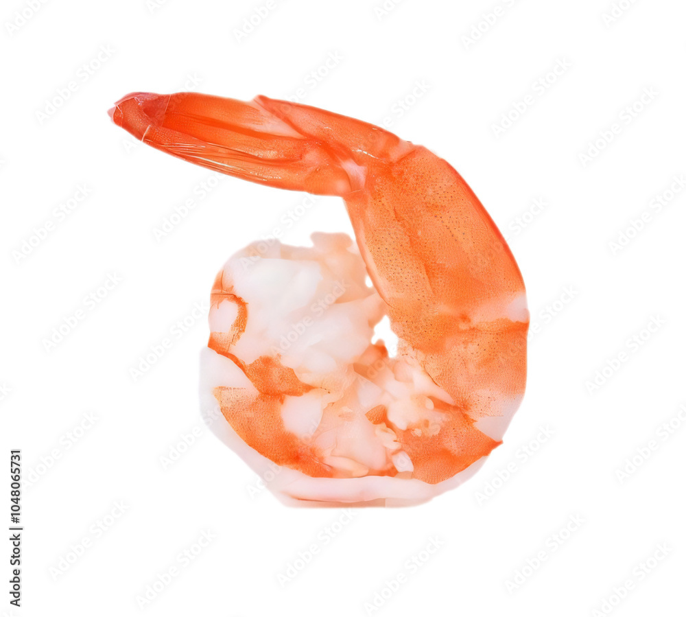 Fresh shrimp on a white background, showcasing this delicious seafood delicacy in a close-up view, perfect for a gourmet meal or snack