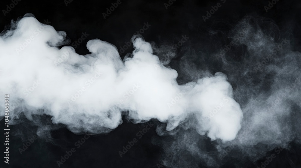 Fototapeta premium White smoke flowing on a black background