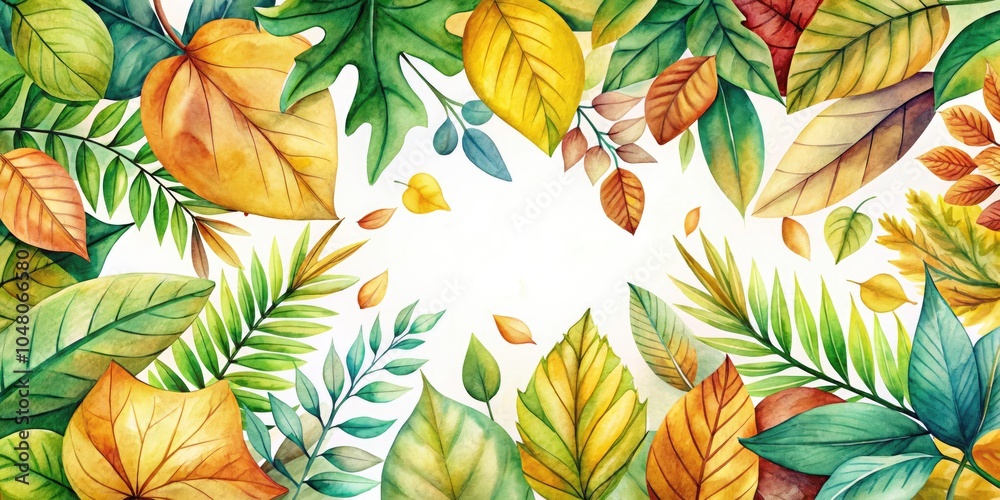 custom made wallpaper toronto digitalVibrant Watercolor Leaves Frame for Fashion Design and Natural Aesthetics