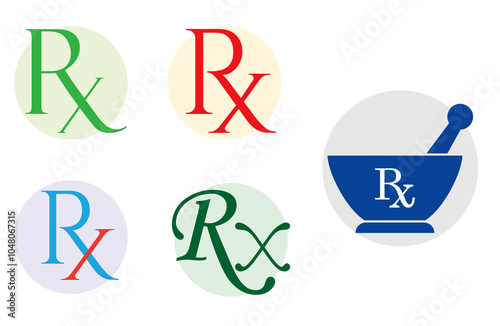 Set Illustration of RX Prescription Symbol Logos.
