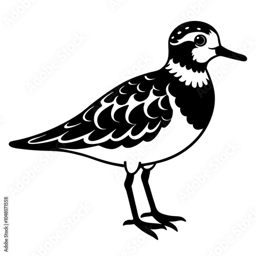  Ruddy Turnstone Silhouette on a white background