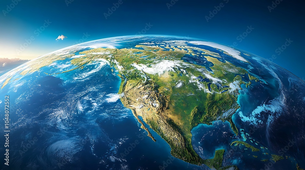 Fototapeta premium High-altitude view of Earthâ€™s continents with detailed terrain and coastal outlines