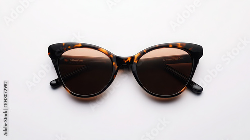 A pair of stylish tortoiseshell sunglasses with dark lenses on a white background.