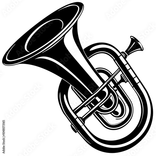 Wagner Tuba Silhouette for Symphonies on a white background