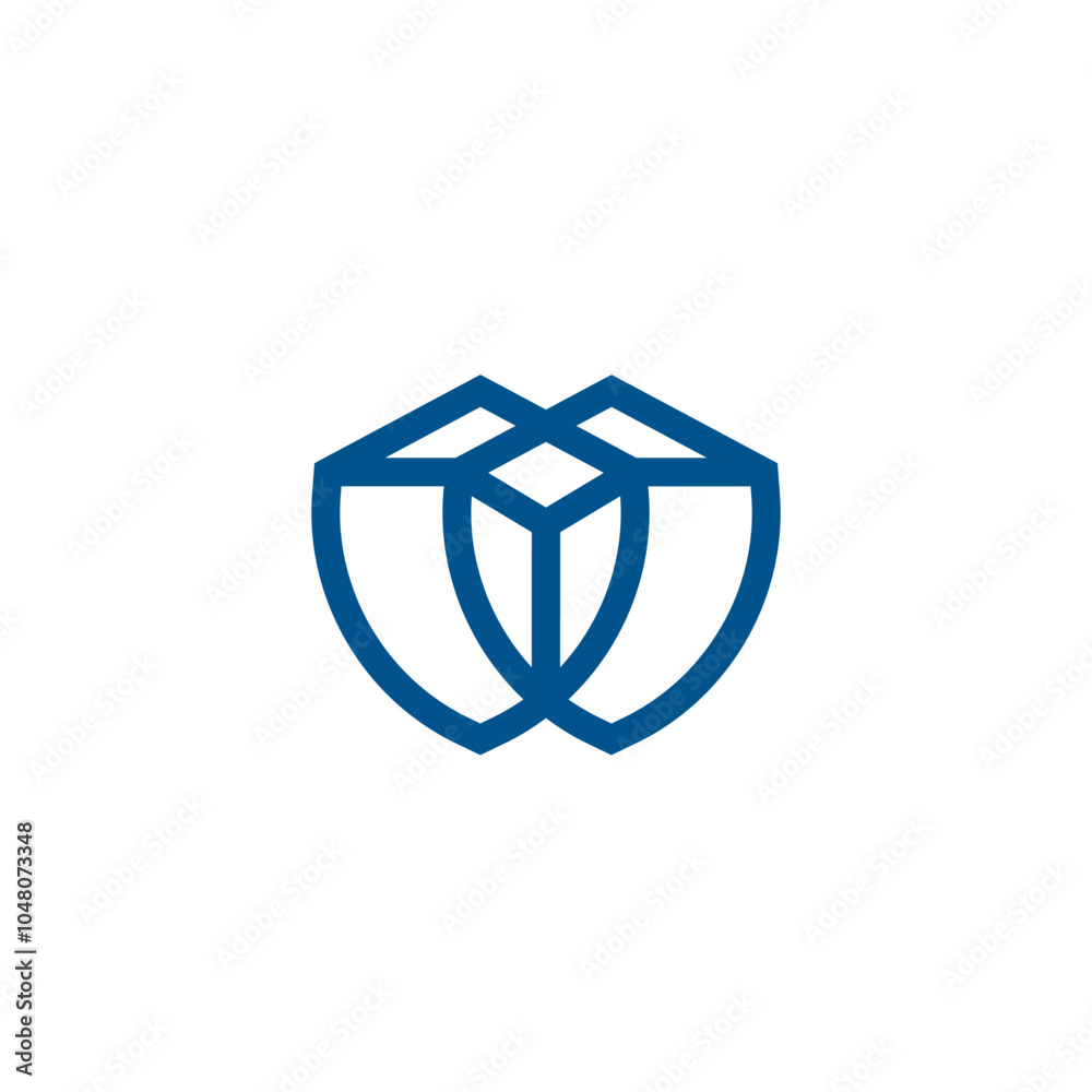 Dual Blend Blue Shield, Security and Safe Logo Design Vector