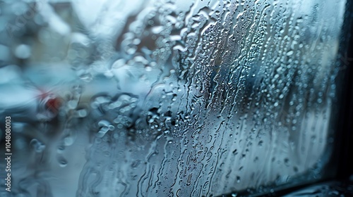 Close-up of window defroster lines on rear window photo