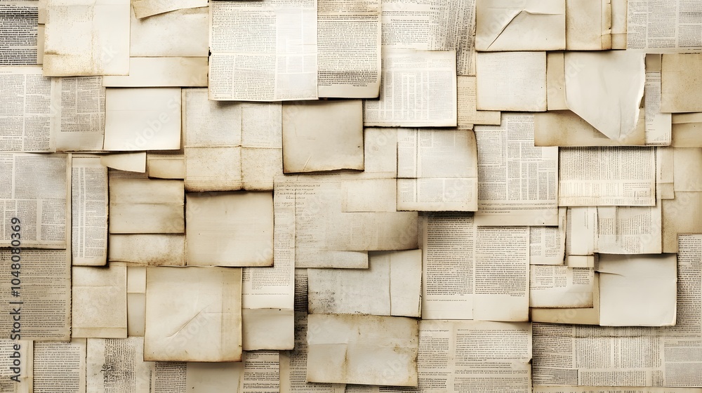 Fototapeta premium Old newspaper texture background with a vintage aesthetic.