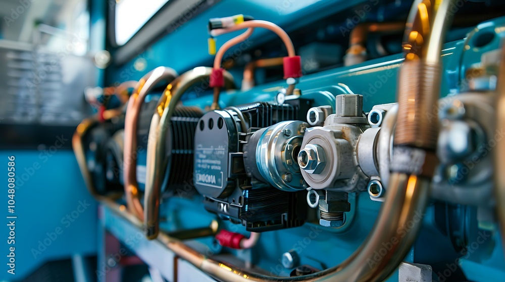 Close up of a bus air conditioning compressor unit Close up of a bus air conditioning compressor unit