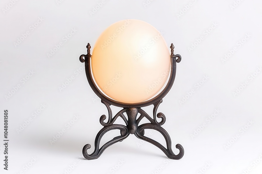 Fototapeta premium Elegant globe lamp on an ornate stand, creating a warm and inviting ambiance perfect for homes and offices.