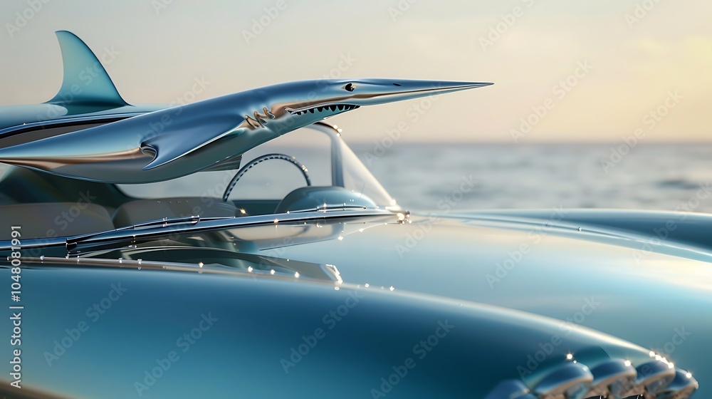Close up of a car roofline with a shark antenna Close up of a car roofline with a shark antenna
