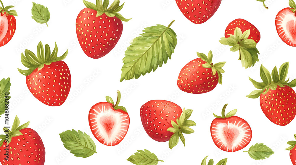 A vibrant set of fresh strawberries in a delightful pattern, showcasing their juicy red color and healthy appeal, perfect for summer desserts A vibrant set of fresh strawberries in a delightful pattern, showcasing their juicy red color and healthy appeal, perfect for summer desserts