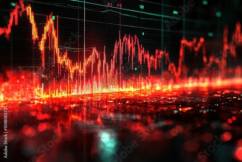 Dramatic stock price fluctuations illustrated in red