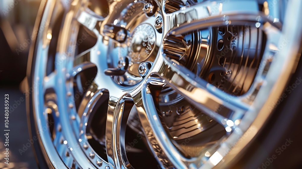Close up of polished wheel rim deep dish Close up of polished wheel rim deep dish