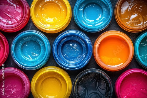 Circular Paint Pots with Vibrant Colors