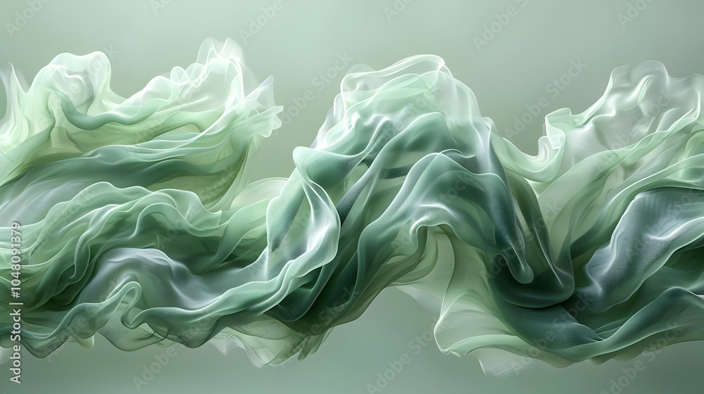 Abstract Green Fabric Wave 3D Illustration Abstract Green Fabric Wave 3D Illustration