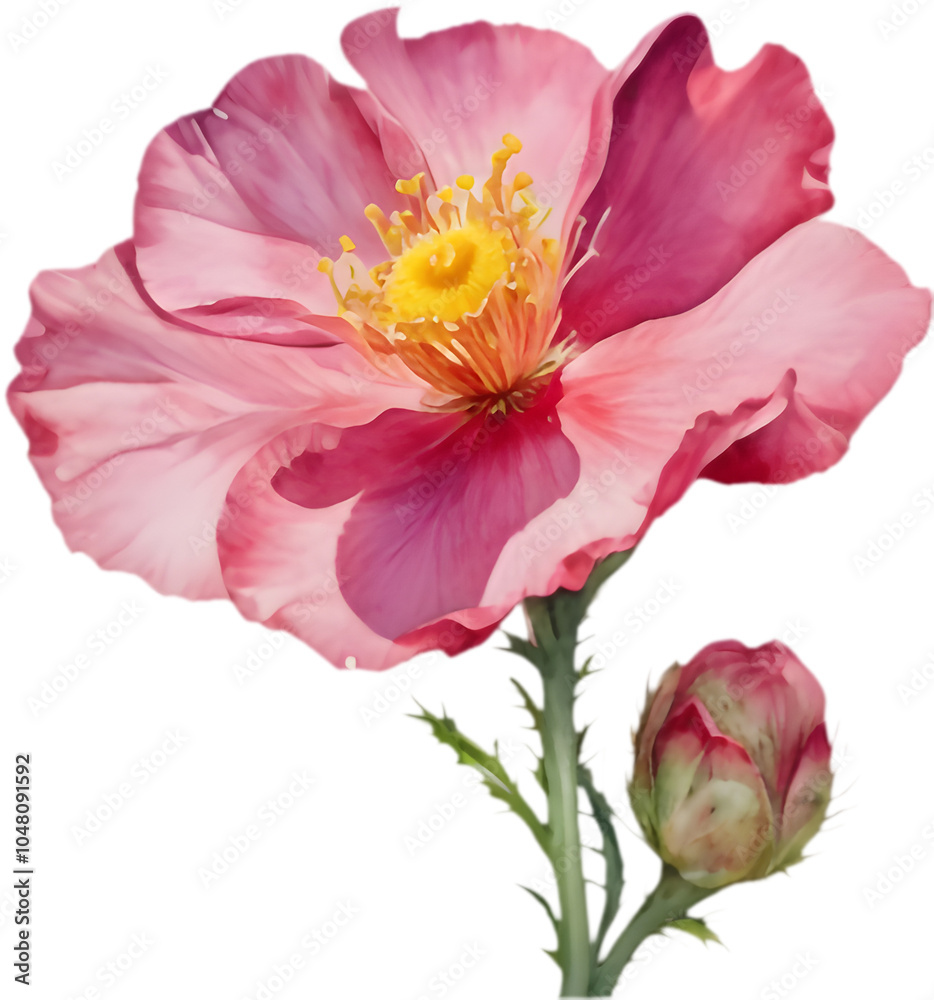 Fototapeta premium Sun Rose flowers display vibrant deep pink.