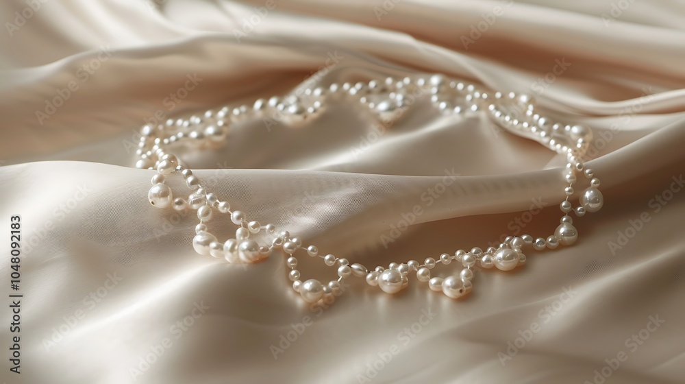 Delicate pearl anklet with intricate detailing on a satin cloth Delicate pearl anklet with intricate detailing on a satin cloth